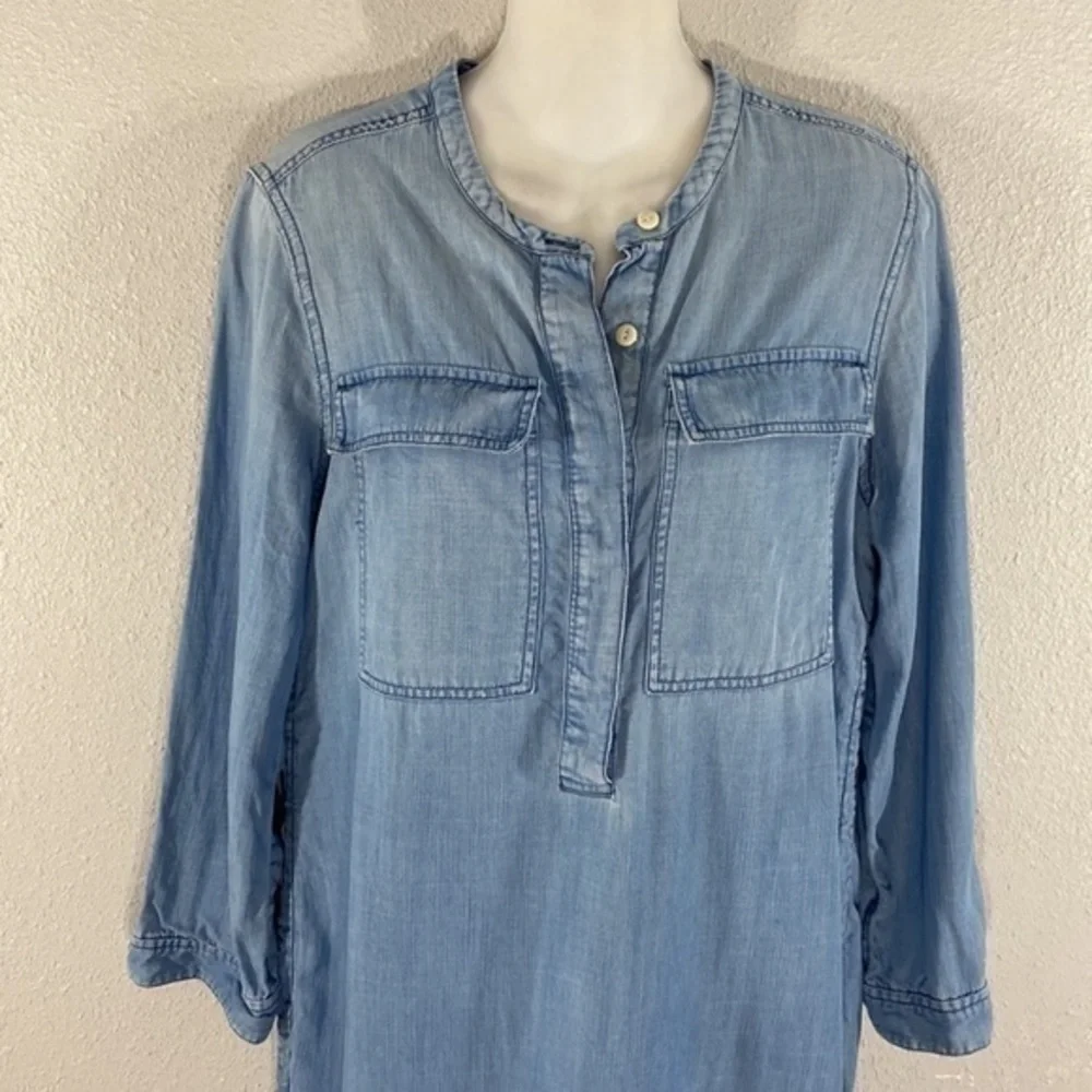 J. Crew Drapey Chambray Pop Over Shirt Dress G64